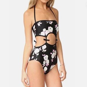 Kate Spade Posey Grove Cutout Bandeau One Piece Swimsuit w/Bows Sz Medium Preppy